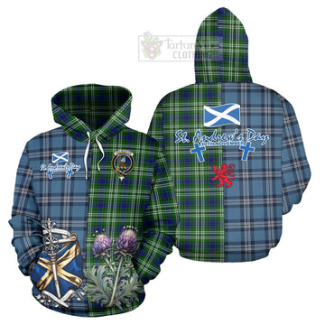 Haliburton Tartan Hoodie Happy St. Andrew's Day Half Tartan Style Zip Hoodie - Tartan Vibes Clothing