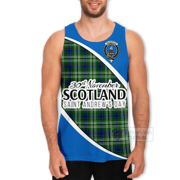 Haliburton Family Crest Tartan Men's Tank Top Celebrate Saint Andrew's Day in Style Men - Tartan Vibes Clothing