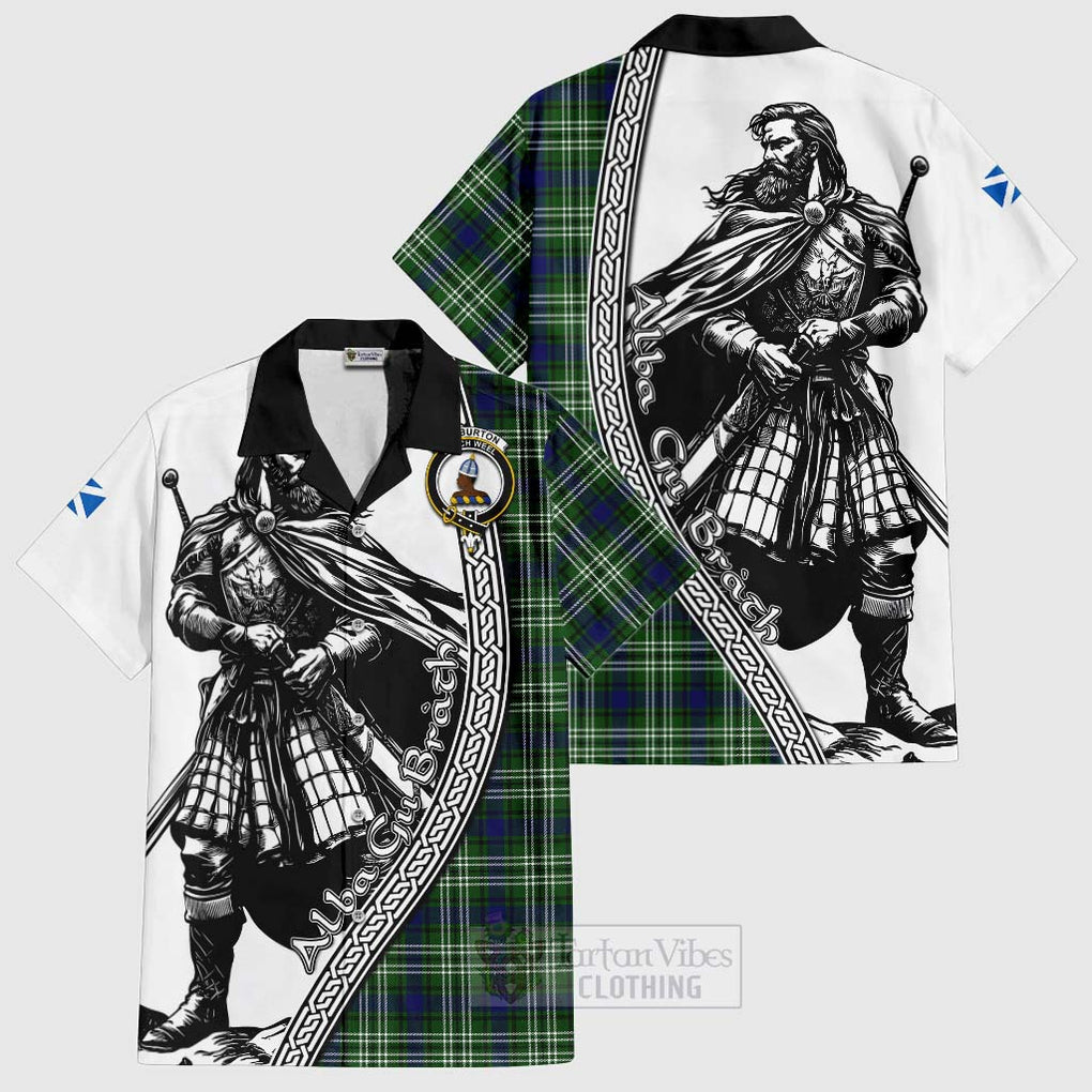 Haliburton Tartan Clan Crest Hawaiian Shirt with Highlander Warrior Celtic Style Kid - Tartan Vibes Clothing