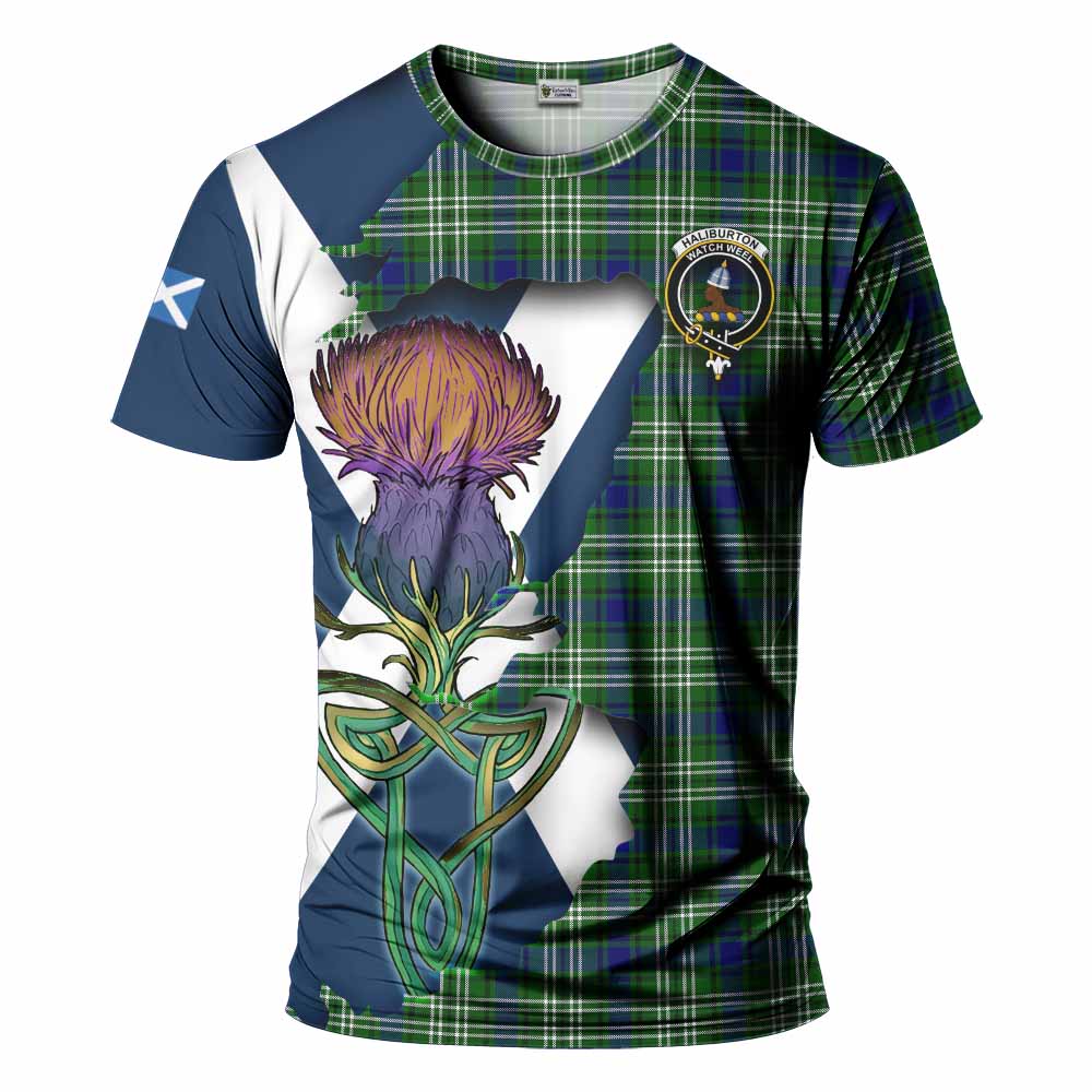 Haliburton Tartan Family Crest T-Shirt Scottish Thistle Celtic Inspired Kid's Shirt - Tartan Vibes Clothing
