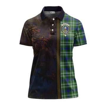Haliburton Tartan Family Crest Women's Polo Shirt Alba Gu Brath Be Brave Lion Ancient Style
