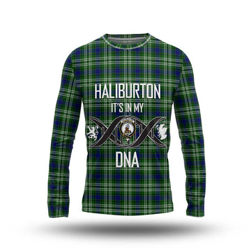 Haliburton Tartan Long Sleeve T-Shirt with Family Crest DNA In Me Style Unisex - Tartan Vibes Clothing
