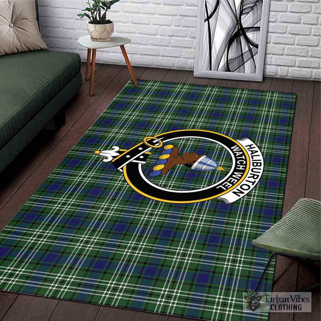 Haliburton Tartan Area Rug with Family Crest L 59*86 inch (150x220 cm) - Tartan Vibes Clothing
