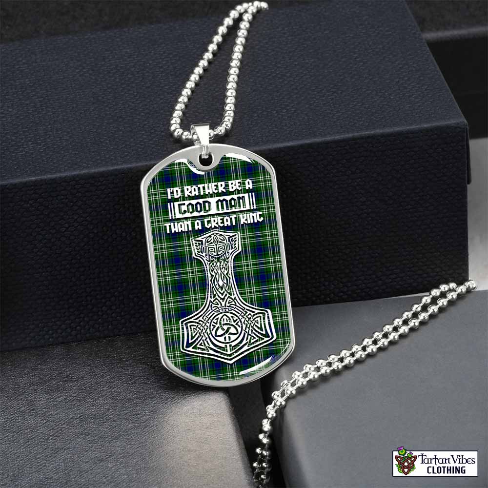 Haliburton Tartan Dog Tag Necklace Viking Mjolnir Style Silver No - Tartan Vibes Clothing