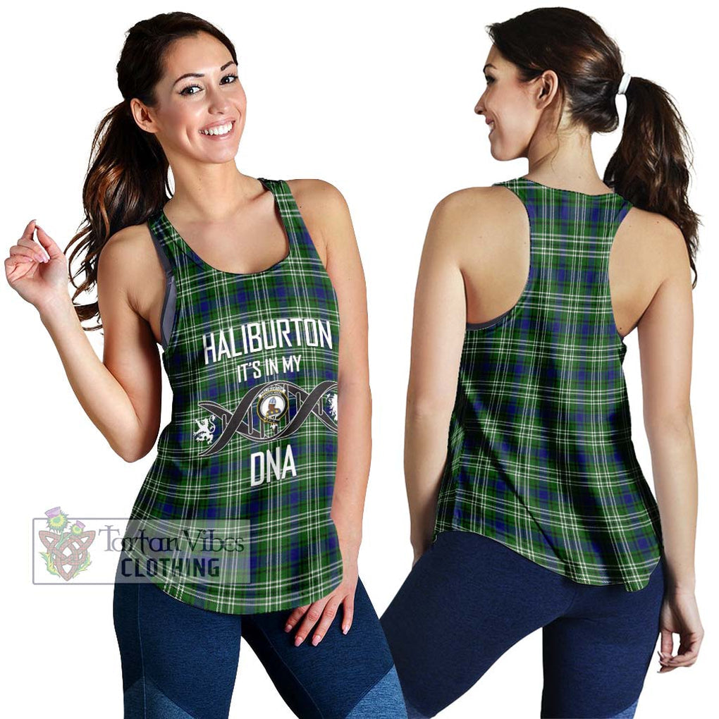 Haliburton Tartan Women's Racerback Tanks with Family Crest DNA In Me Style 4XL - Tartan Vibes Clothing
