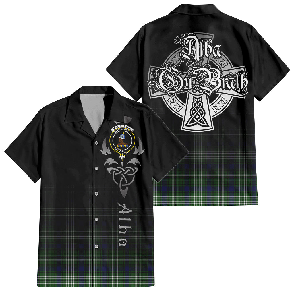 Haliburton Tartan Hawaiian Shirt Shirt Featuring Alba Gu Brath Family Crest Celtic Inspired Kid - Tartan Vibes Clothing