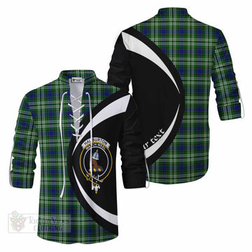 Haliburton Tartan Ghillie Kilt Shirt with Family Crest Circle Style Men - Tartan Vibes Clothing