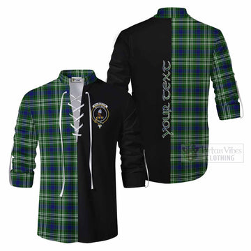 Haliburton Tartan Ghillie Kilt Shirt with Family Crest and Half Of Me Style Men - Tartan Vibes Clothing