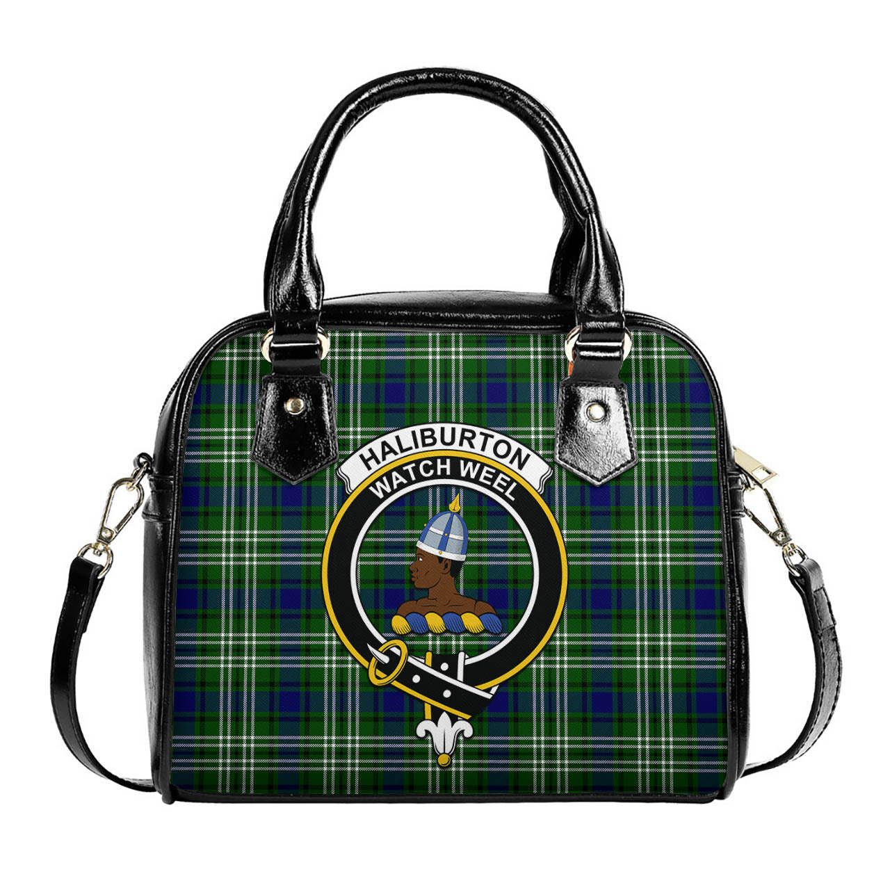 Haliburton Tartan Shoulder Handbags with Family Crest One Size 9*21*24 cm (3.54*8.27*9.45 inches) - Tartan Vibes Clothing
