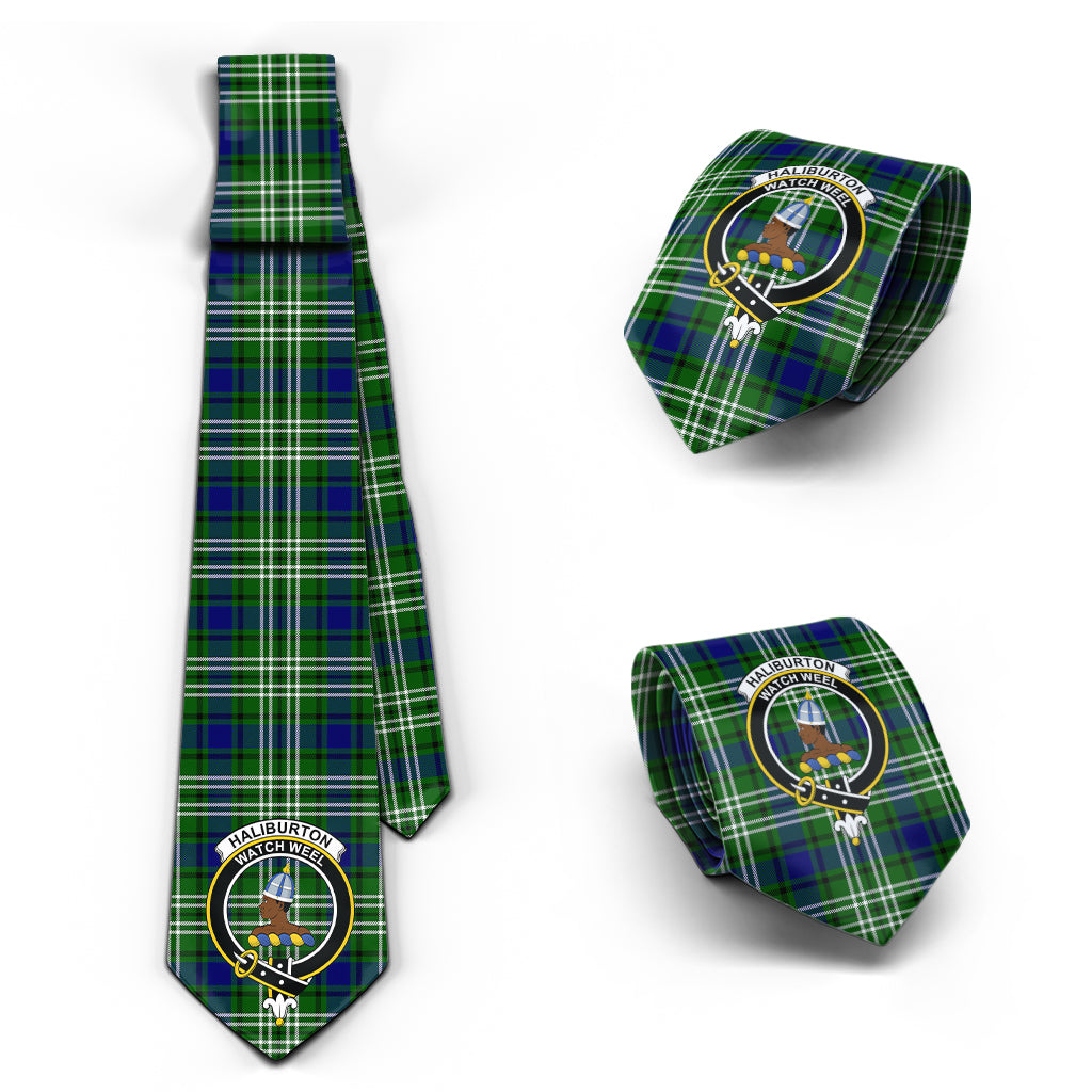 Haliburton Tartan Classic Necktie with Family Crest Necktie One Size - Tartan Vibes Clothing