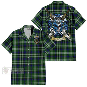 Haliburton Tartan Hawaiian Shirt with Family Crest Celtic Skull Style Kid - Tartan Vibes Clothing