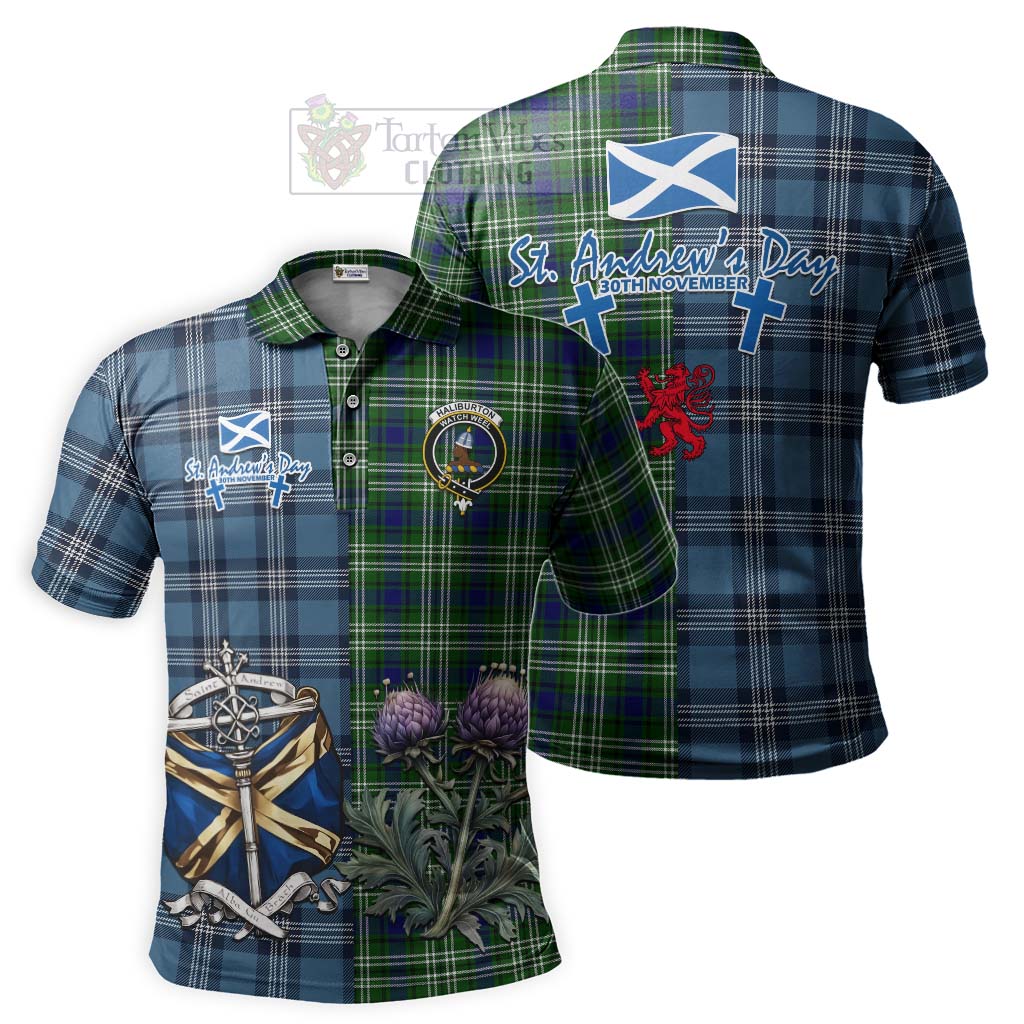 Haliburton Tartan Polo Shirt Happy St. Andrew's Day Half Tartan Style Kid - Tartan Vibes Clothing