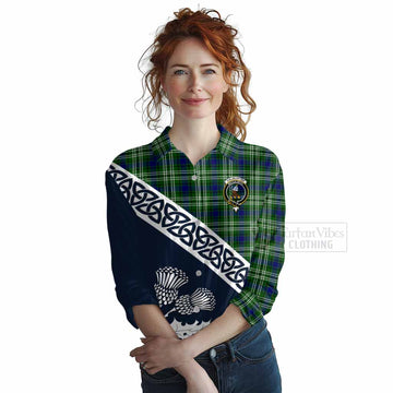 Haliburton Tartan Women's Casual Shirt Featuring Thistle and Scotland Map Female - Tartan Vibes Clothing