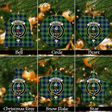 Haliburton Tartan Christmas Ceramic Ornaments with Family Crest Ceramic - Tartan Vibes Clothing