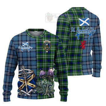 Haliburton Tartan Knitted Sweater Happy St. Andrew's Day Half Tartan Style Unisex - Tartan Vibes Clothing