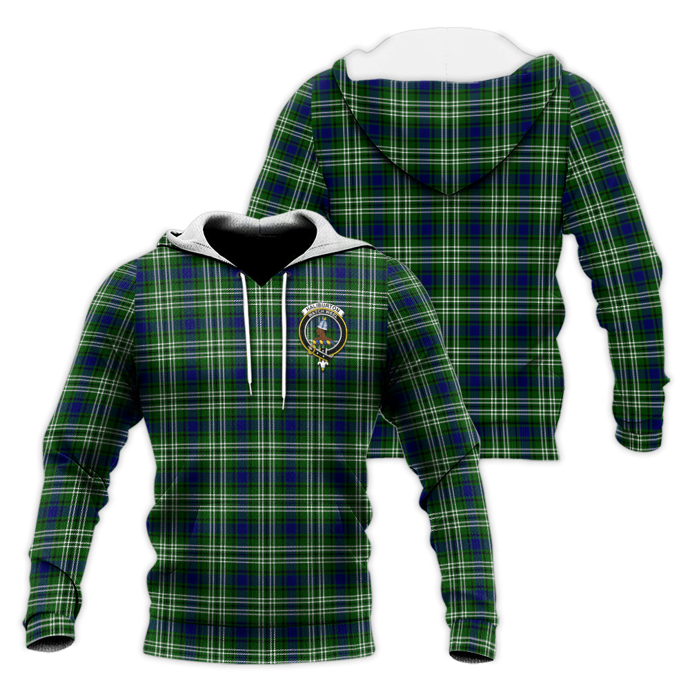 Haliburton Tartan Knitted Hoodie with Family Crest Unisex Knitted Pullover Hoodie - Tartan Vibes Clothing