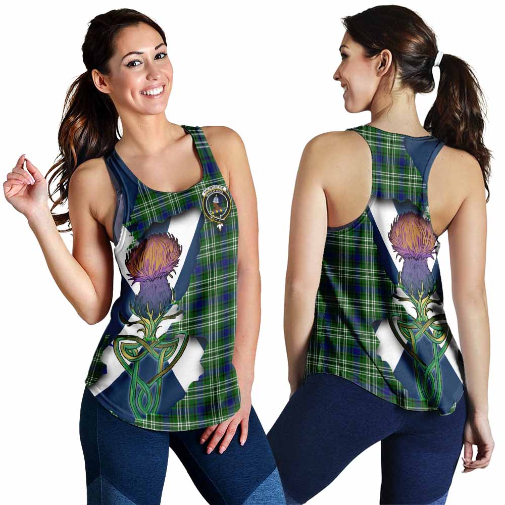 Haliburton Tartan Family Crest Women's Racerback Tanks Scottish Thistle Celtic Inspired 4XL - Tartan Vibes Clothing
