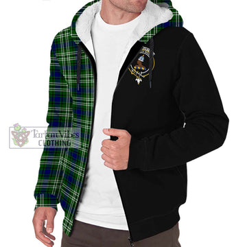 Haliburton Tartan Sherpa Hoodie with Family Crest and Half Of Me Style Unisex S - Tartan Vibes Clothing