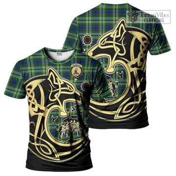 Haliburton Tartan T-Shirt with Family Crest Celtic Wolf Style Kid's Shirt - Tartan Vibes Clothing