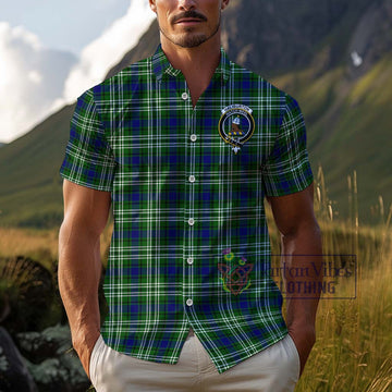 Haliburton Tartan Cotton Hawaiian Shirt with Family Crest Kid - Tartan Vibes Clothing