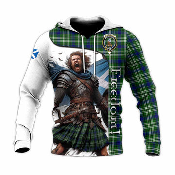 Haliburton Crest Tartan Knitted Hoodie Inspired by the Freedom of Scottish Warrior Unisex Knitted Pullover Hoodie - Tartan Vibes Clothing