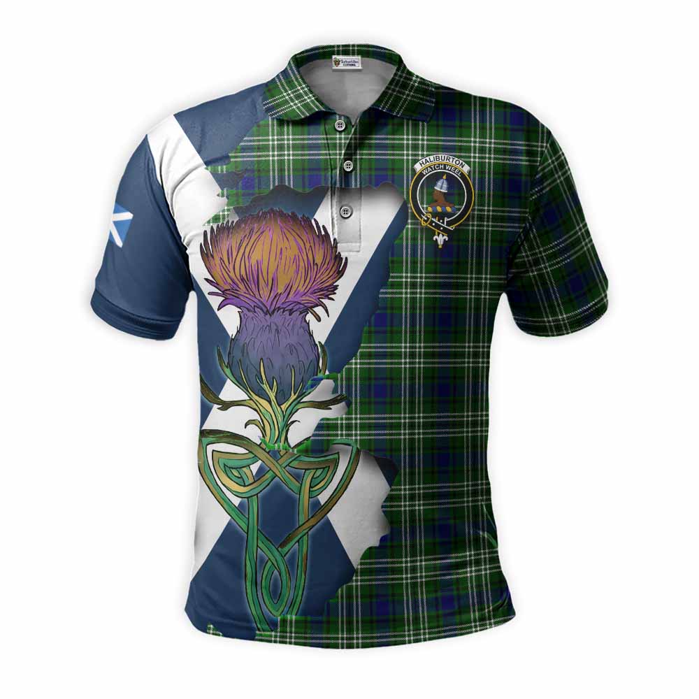 Haliburton Tartan Family Crest Polo Shirt Scottish Thistle Celtic Inspired Kid - Tartan Vibes Clothing