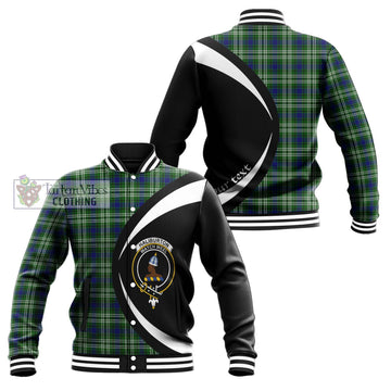 Haliburton Tartan Baseball Jacket with Family Crest Circle Style Unisex - Tartan Vibes Clothing