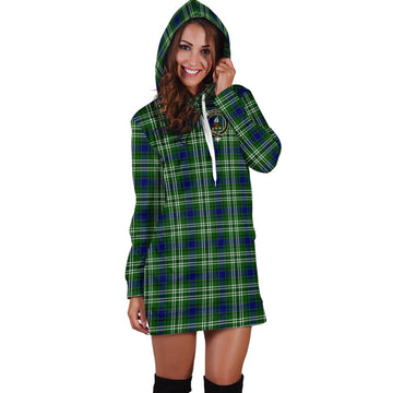 Haliburton Tartan Hoodie Dress with Family Crest - Tartan Vibes Clothing