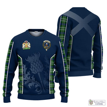 Haliburton Tartan Knitted Sweatshirt with Family Crest and Scottish Thistle Vibes Sport Style