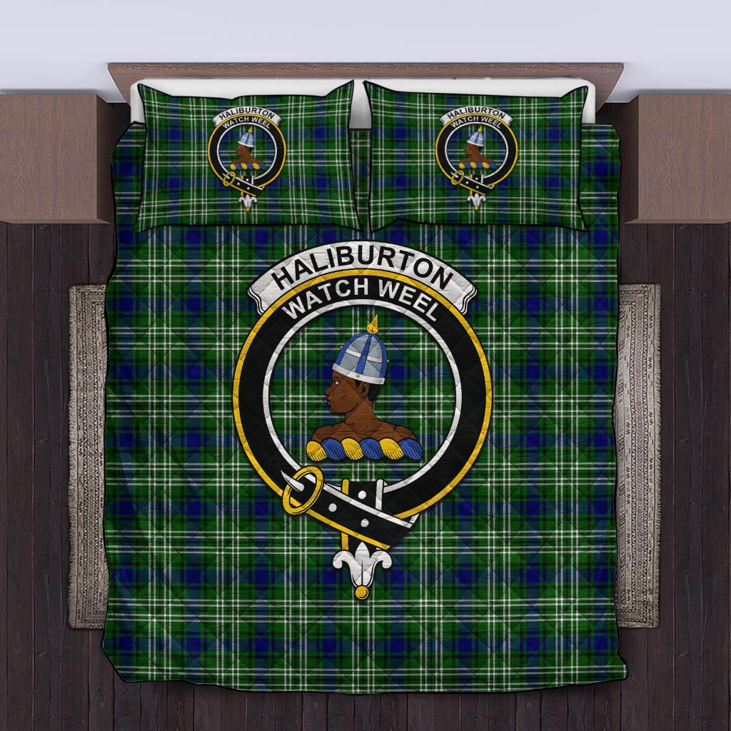 Haliburton Tartan Quilt Bed Set with Family Crest King - Tartan Vibes Clothing