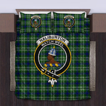 Haliburton Tartan Quilt Bed Set with Family Crest King - Tartan Vibes Clothing