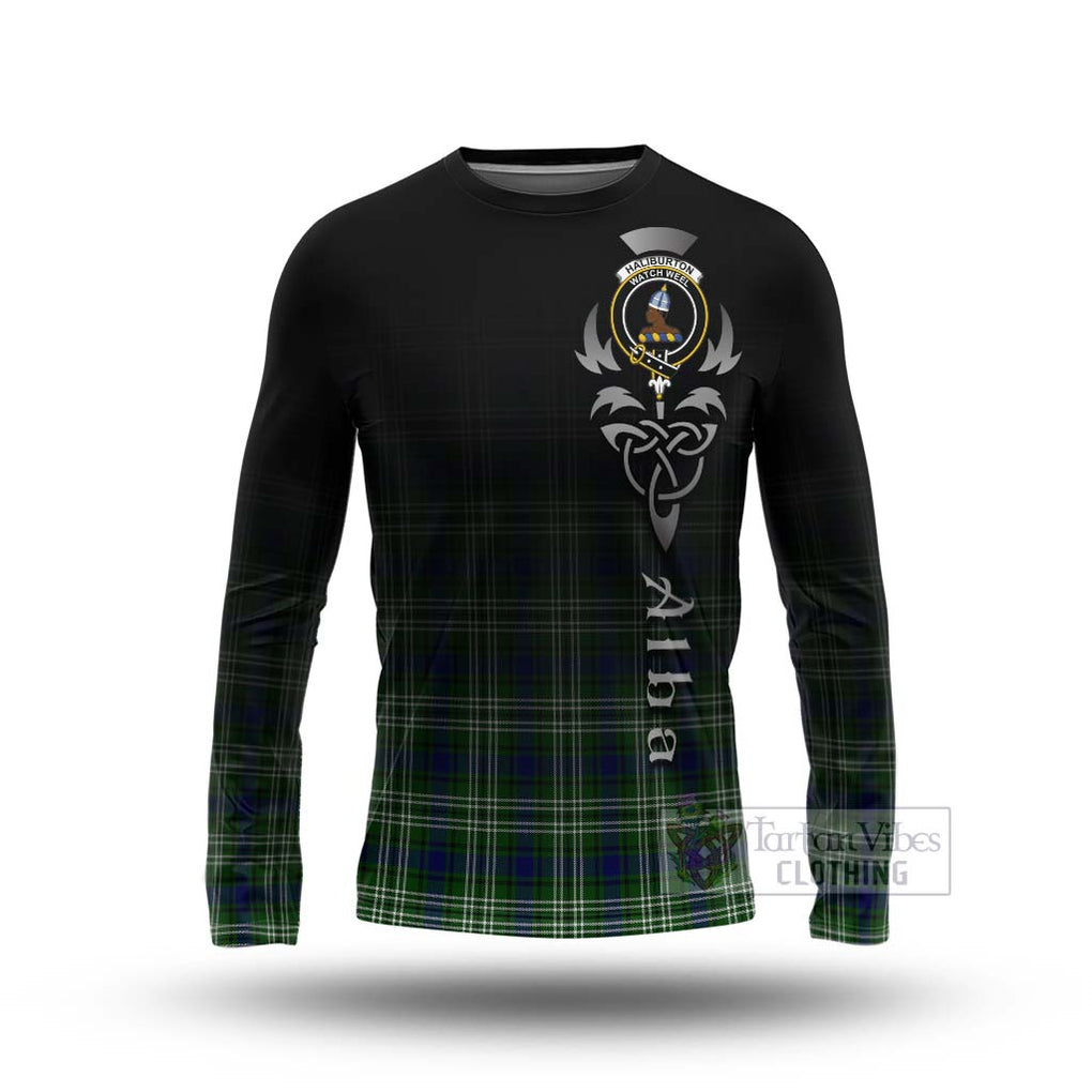 Haliburton Tartan Long Sleeve T-Shirt Featuring Alba Gu Brath Family Crest Celtic Inspired Unisex - Tartan Vibes Clothing