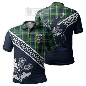 Haliburton Tartan Polo Shirt Featuring Thistle and Scotland Map Kid - Tartanvibesclothing Store