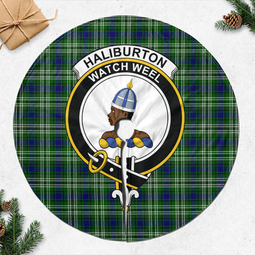 Haliburton Tartan Christmas Tree Skirt with Family Crest 47*47 inch - Tartan Vibes Clothing