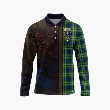 Haliburton Tartan Family Crest Long Sleeve Polo Shirt Alba Gu Brath Be Brave Lion Ancient Style