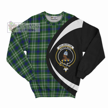 Haliburton Tartan Sweatshirt with Family Crest Circle Style Unisex - Tartan Vibes Clothing