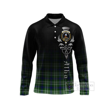 Haliburton Tartan Long Sleeve Polo Shirt Featuring Alba Gu Brath Family Crest Celtic Inspired Unisex - Tartan Vibes Clothing
