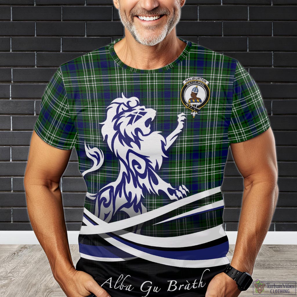 Haliburton Tartan T-Shirt with Alba Gu Brath Regal Lion Emblem Kid's Shirt - Tartan Vibes Clothing