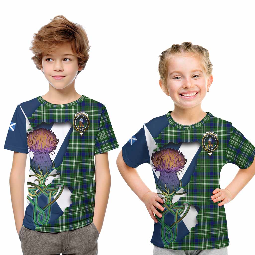Haliburton Tartan Family Crest Kid T-Shirt Scottish Thistle Celtic Inspired Youth XL Size14 - Tartan Vibes Clothing