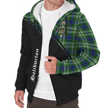 Haliburton Tartan Sherpa Hoodie with Family Crest Curve Style Unisex - Tartan Vibes Clothing