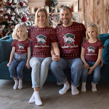 Haliburton Clan Christmas Family T-Shirt with Funny Gnome Playing Bagpipes