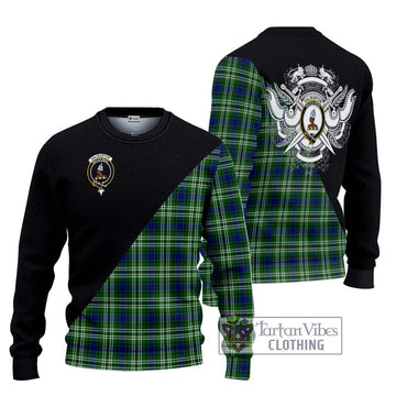 Haliburton Tartan Ugly Sweater with Family Crest and Military Logo Style Unisex - Tartan Vibes Clothing
