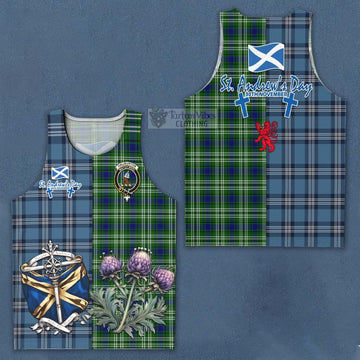 Haliburton Tartan Men's Tank Top Happy St. Andrew's Day Half Tartan Style Men - Tartan Vibes Clothing