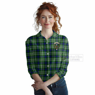 Haliburton Tartan Women's Casual Shirt with Family Crest DNA In Me Style Female - Tartan Vibes Clothing