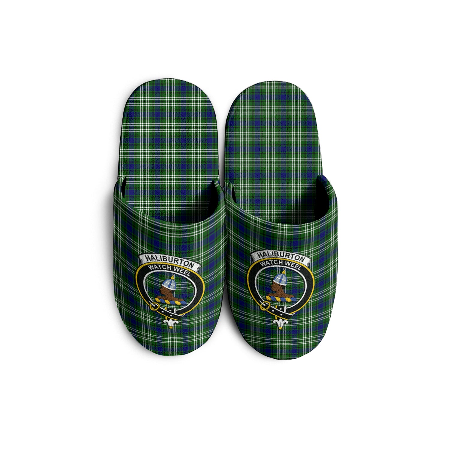 Haliburton Tartan Home Slippers with Family Crest KIDS - Tartan Vibes Clothing