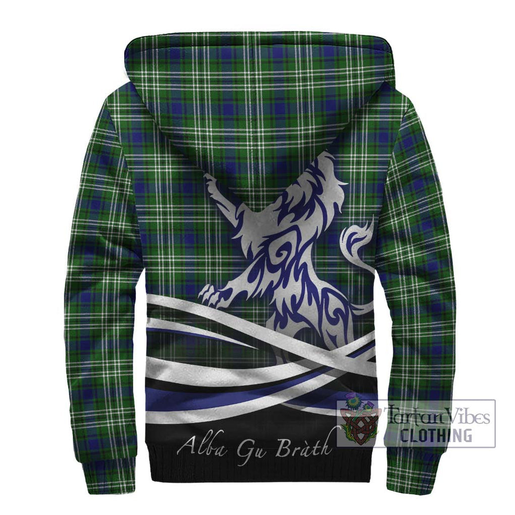 Haliburton Tartan Sherpa Hoodie with Alba Gu Brath Regal Lion Emblem - Tartan Vibes Clothing