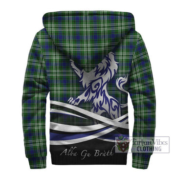 Haliburton Tartan Sherpa Hoodie with Alba Gu Brath Regal Lion Emblem - Tartan Vibes Clothing