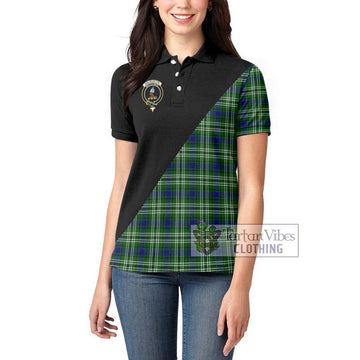 Haliburton Tartan Women's Polo Shirt with Family Crest and Military Logo Style - Tartan Vibes Clothing