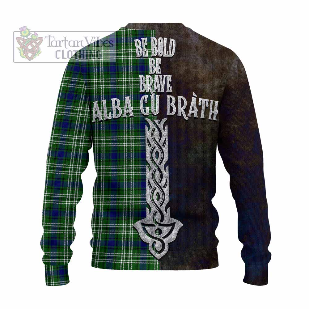 Tartan Vibes Clothing Haliburton Tartan Family Crest Knitted Sweater Alba Gu Brath Be Brave Lion Ancient Style