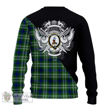 Haliburton Tartan Ugly Sweater with Family Crest and Military Logo Style - Tartan Vibes Clothing